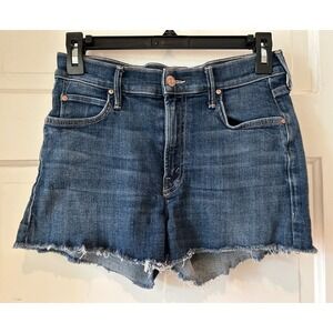MOTHER Denim Jean Shorts in Dark Blue Wash